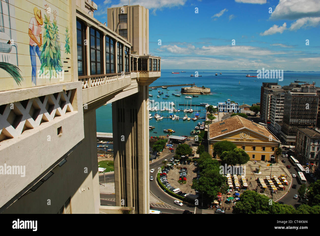 Brazil, Bahia, Salvador, aerial view from elevator Lacerda (Elevador Lacerda on central market neighborhood) Stock Photo