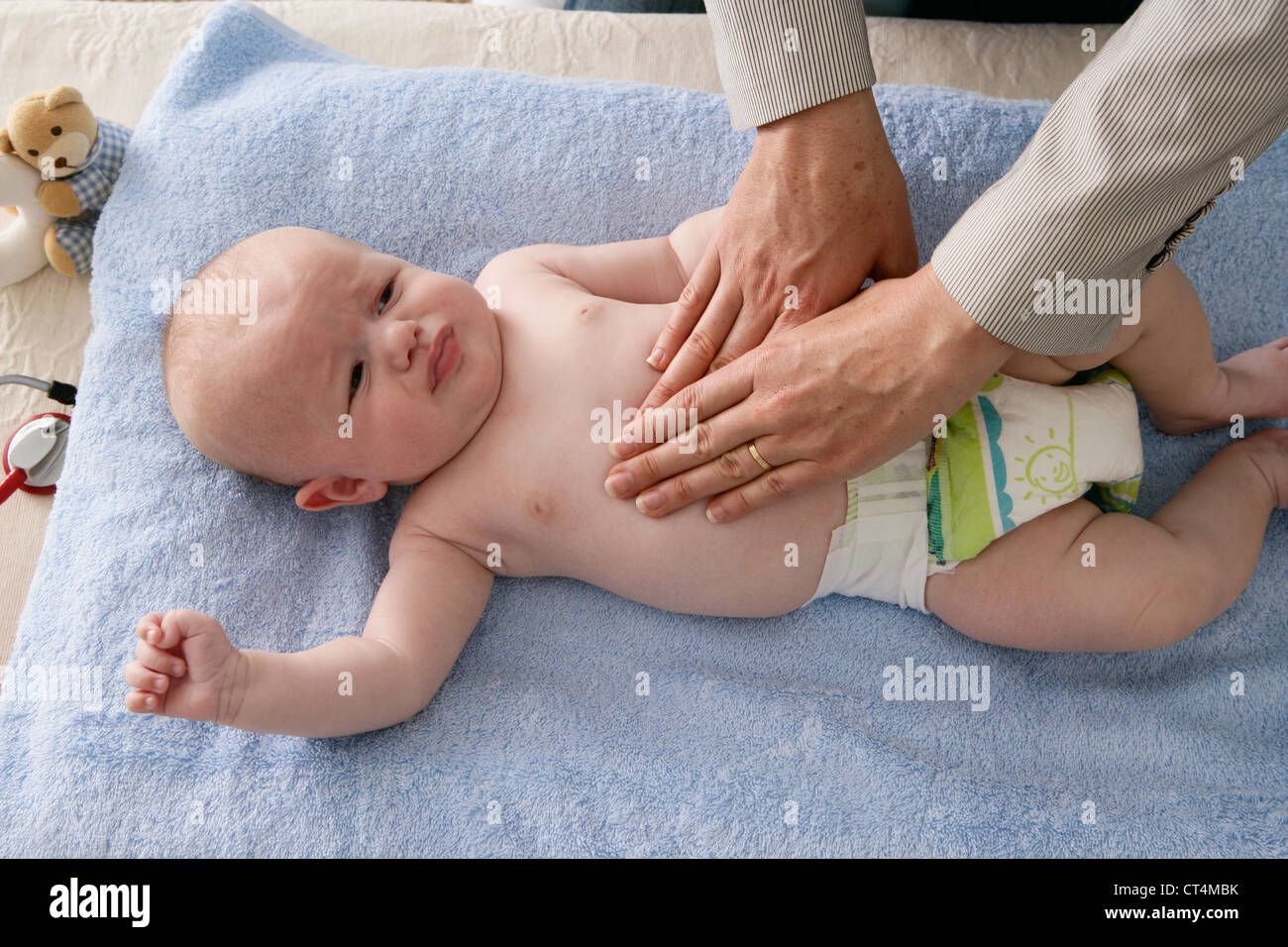ABDOMEN SEMIOLOGY INFANT Stock Photo
