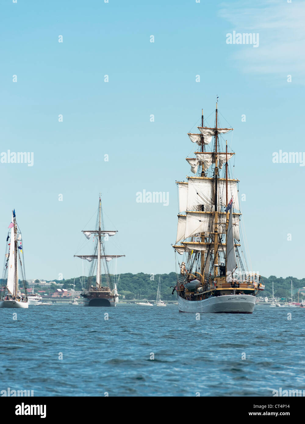 Tall Ships in Newport RI harbour Stock Photo Alamy