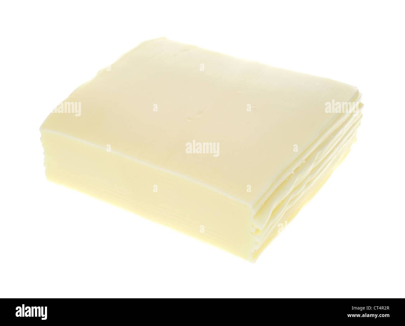 Sliced American white cheese Stock Photo Alamy