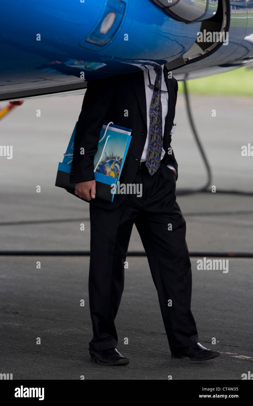 Delegate inspects interior of an open cargo/baggage hold in the belly
