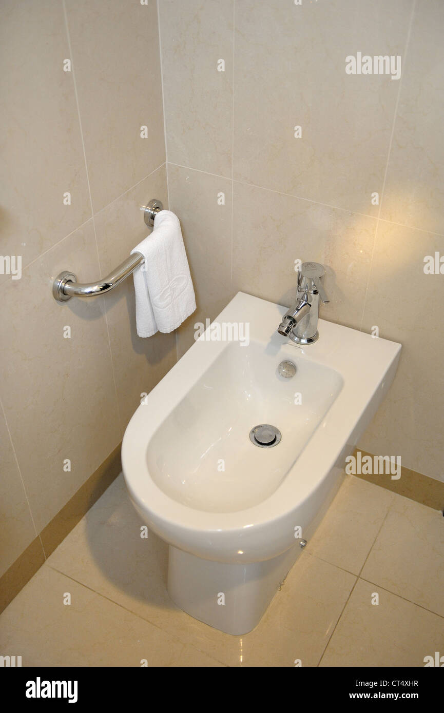 a bidet in a hotel bathroom menorca spain Stock Photo