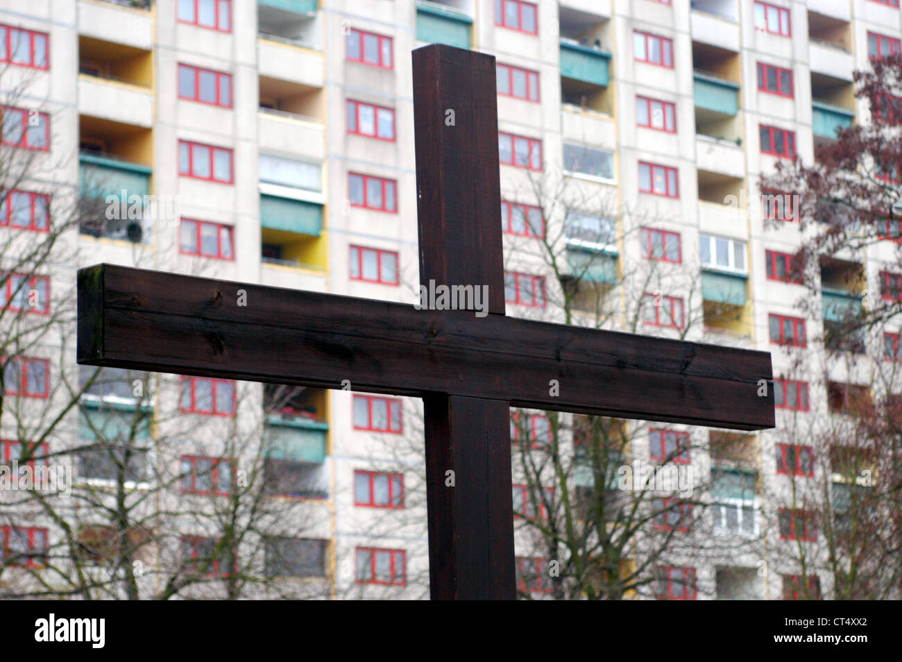 Berlin, cross in Märkisch neighborhood Stock Photo