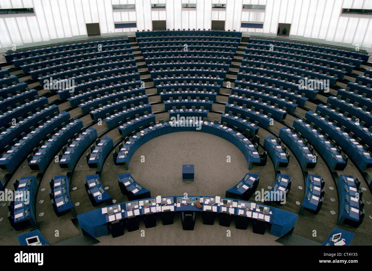 Strasbourg, interior view of the empty EU Parliament Stock Photo