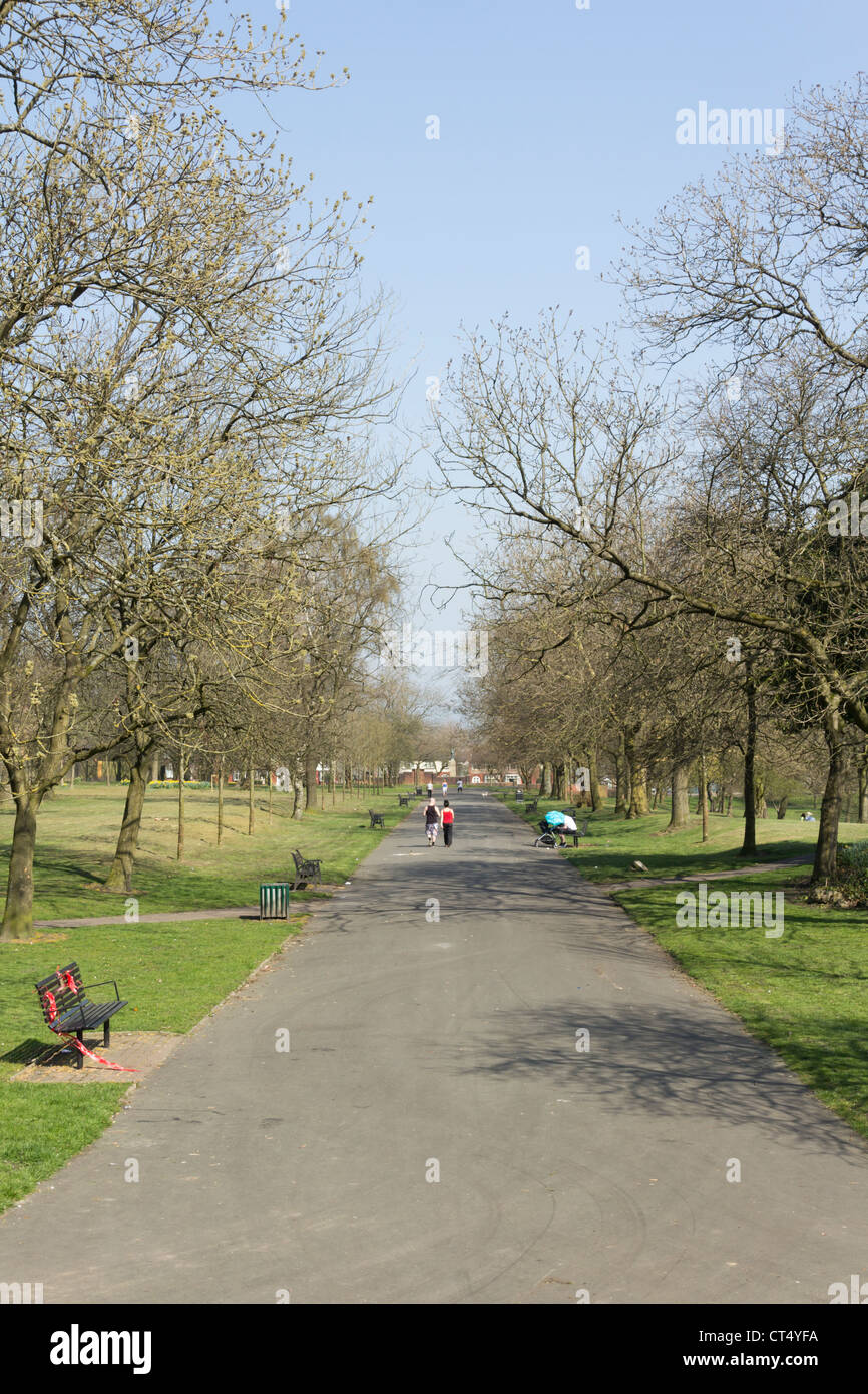 The main drive of Farnworth park, Lancashire. The park was presented by