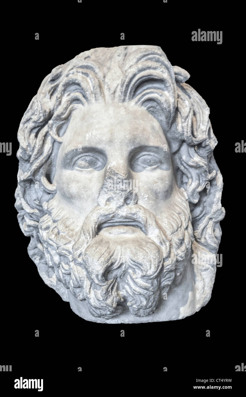 Head of Greek god Zeus form marble - 3rd - 2nd century BC, Troy Stock Photo