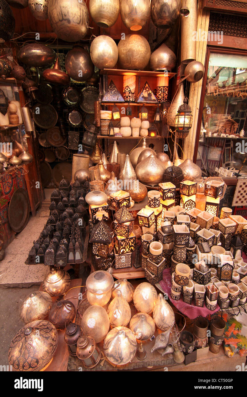 Lamp shop in Khan el Khalili bazaar in Cairo Stock Photo