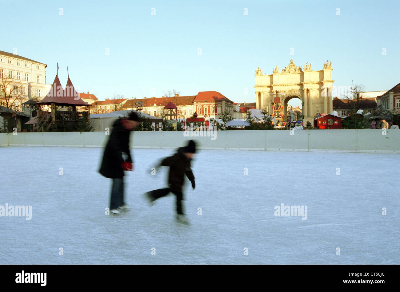 Ice skating rink at the Christmas market in Potsdam Stock Photo Alamy