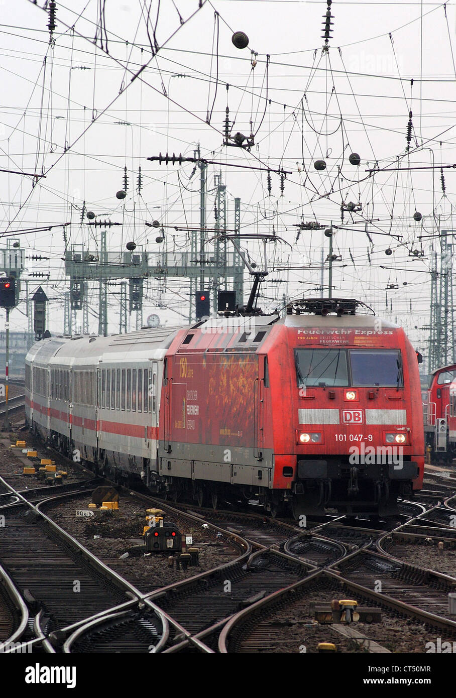 A regional express train at Frankfurt Hauptbahnhof Stock Photo
