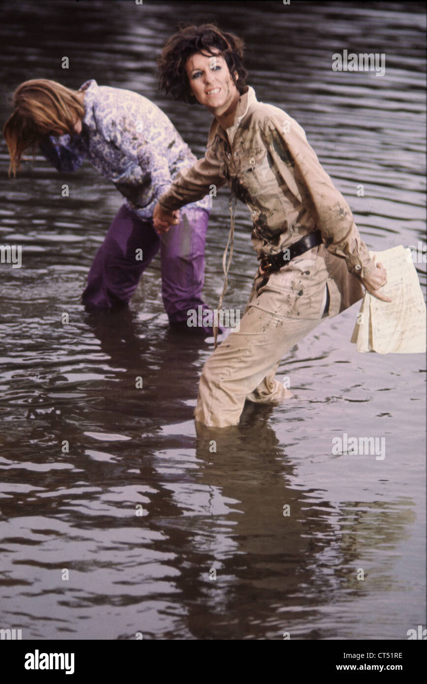 Ros Drinkwater as Steve Temple in the Thames during filming of Paul Temple, 52 part TV series 1969 - 71 Stock Photo
