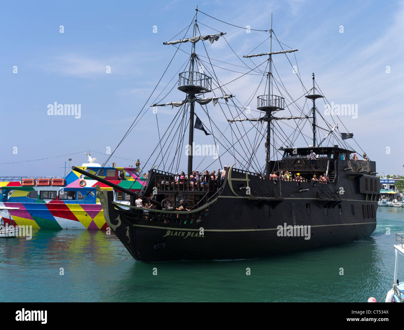 dh Liminaki harbour AYIA NAPA CYPRUS Black Pearl pleasure day cruise pirate ship Pirates of the Caribbean boat Stock Photo