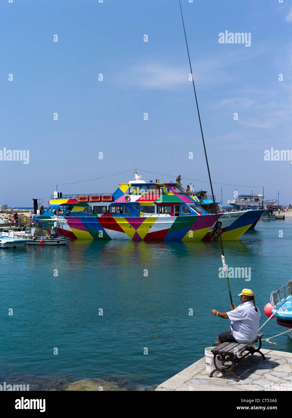 dh Liminaki harbour AYIA NAPA CYPRUS Cypriot angler fishing Tourist holiday party cruise boat greece fish Stock Photo