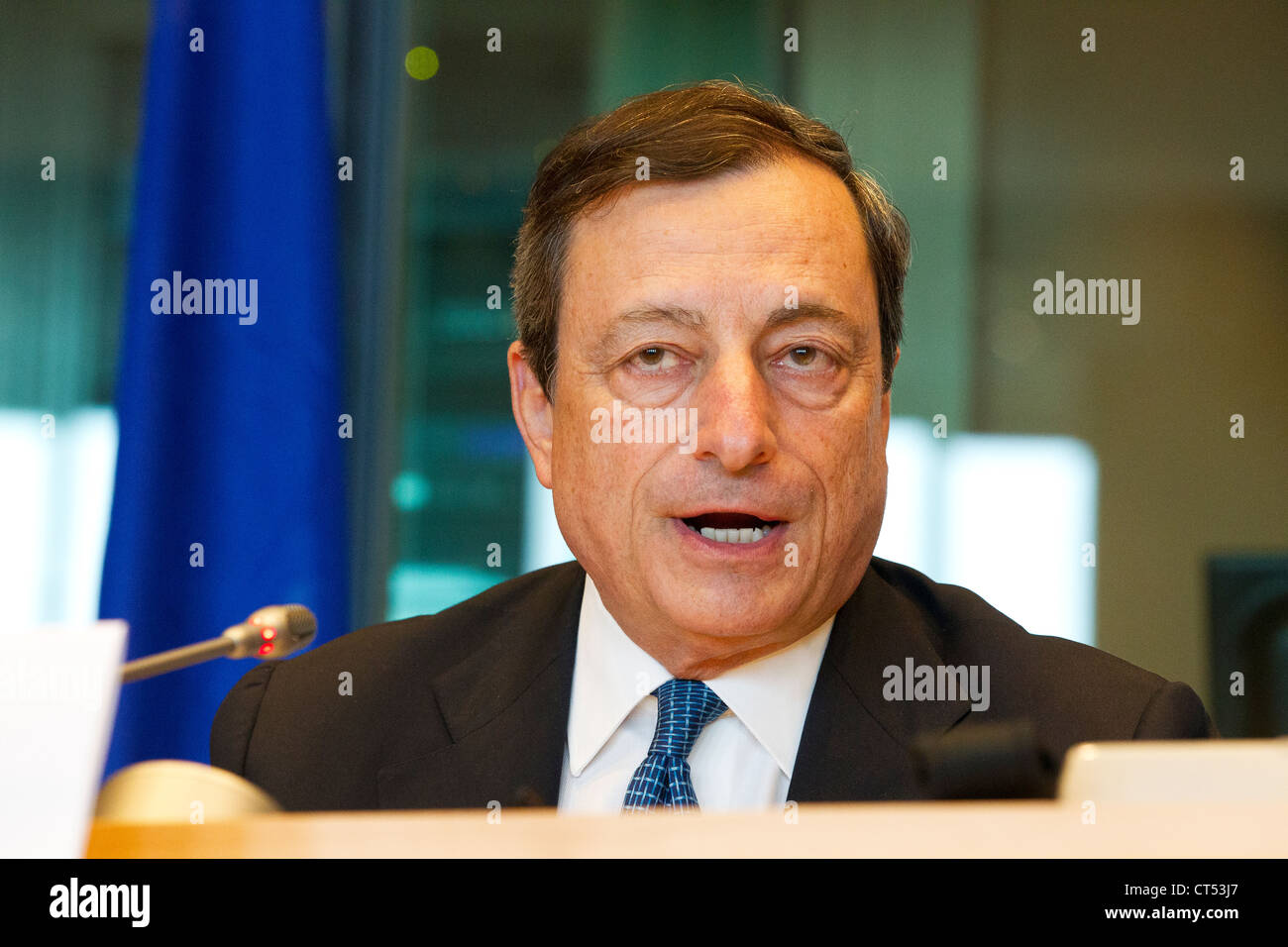 Mario Draghi President ECB european central bank Stock Photo