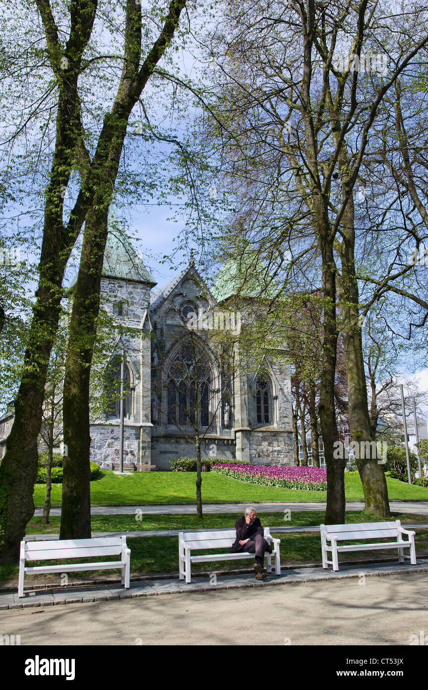 Stavanger Cathedral is Norway's oldest cathedral. It is situated in the middle of Stavanger. Stock Photo