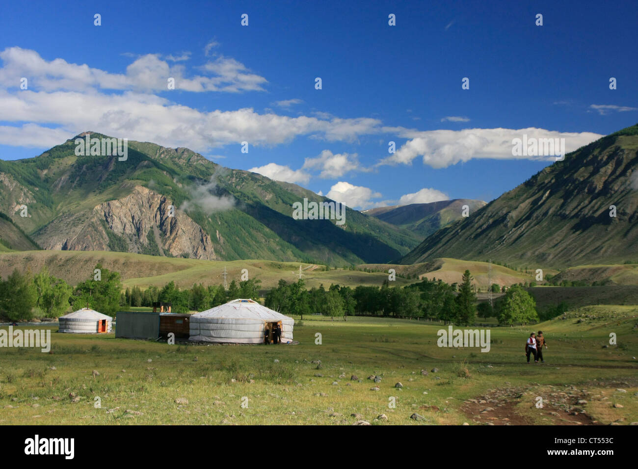 Yurts accomodation in Altay Region, Siberia, Russia Stock Photo