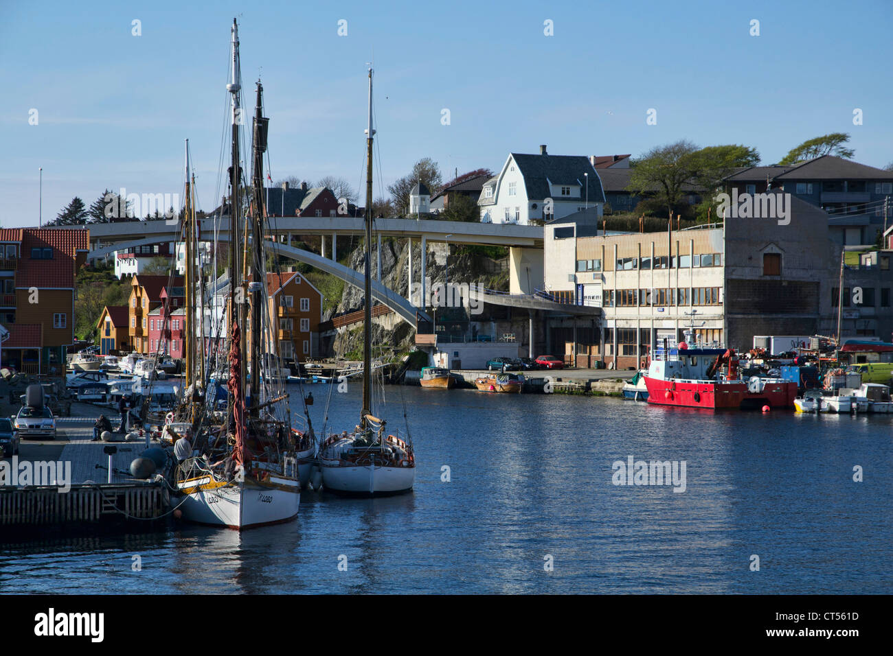 The port of Haugesund. Haugesund is a town and municipality in the county of Rogaland, Norway. Stock Photo