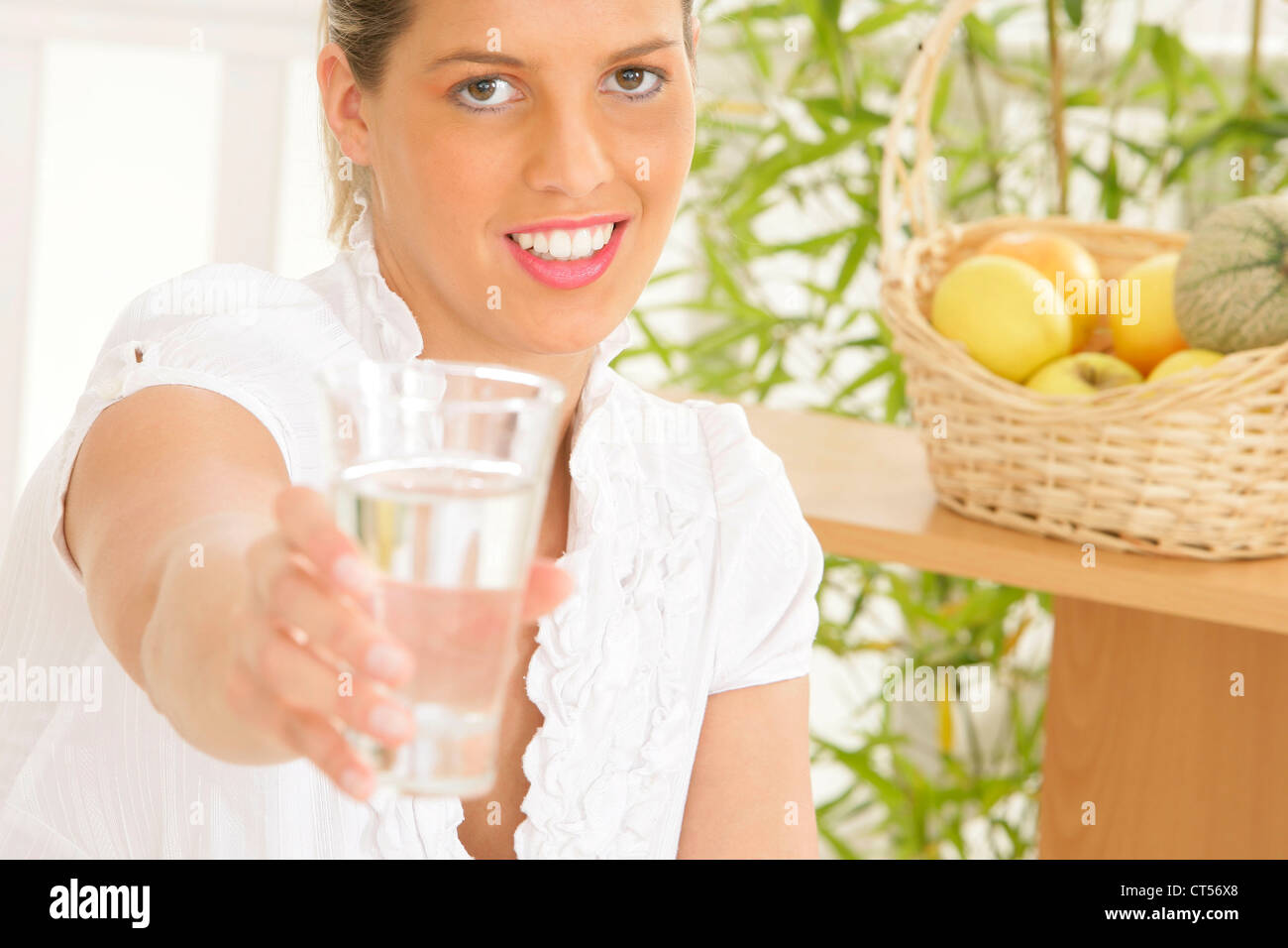 WOMAN WITH COLD DRINK Stock Photo Alamy
