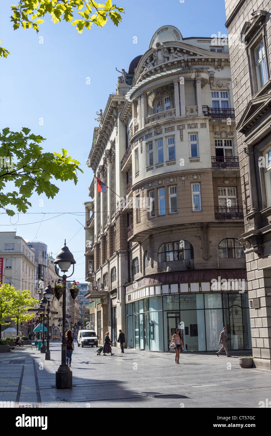 Belgrade city in Serbia. Knez Mihailova main street building facade Stock Photo