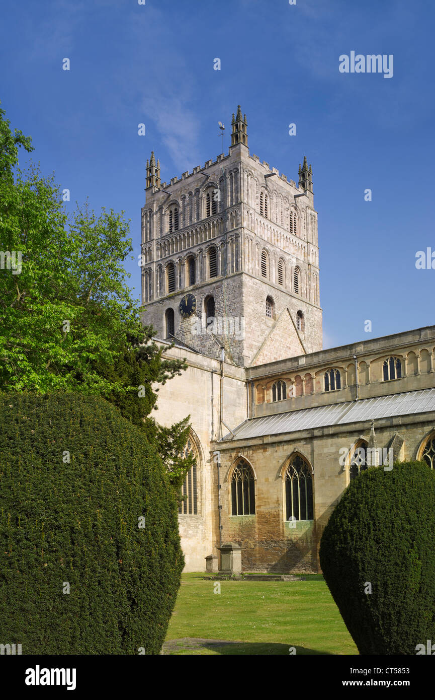 Tewkesbury Abbey, Tower from NW. Stock Photo