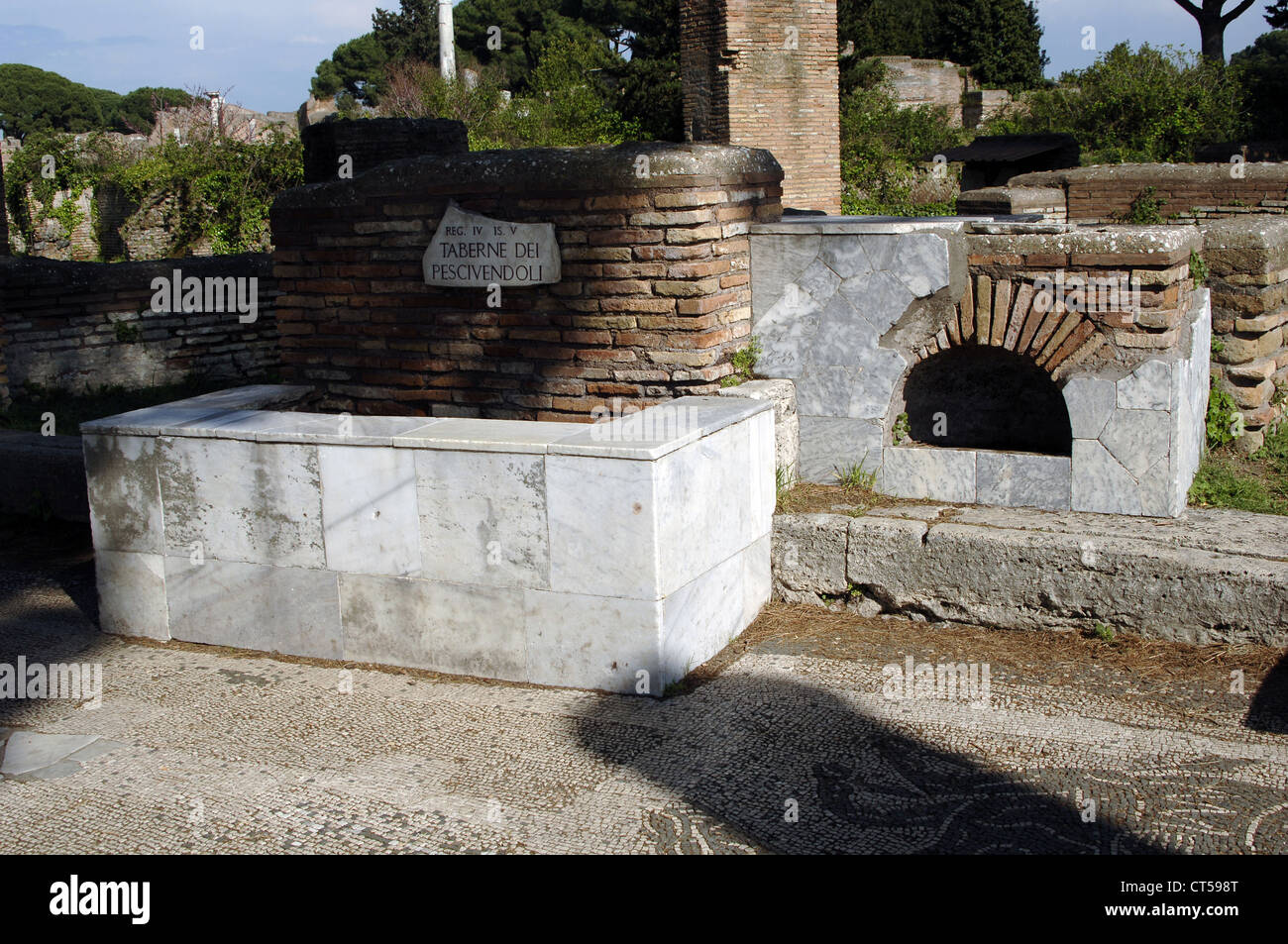 Ostia Antica. The Shops of Fishmongers. 3rd century AD. Italy. Stock Photo