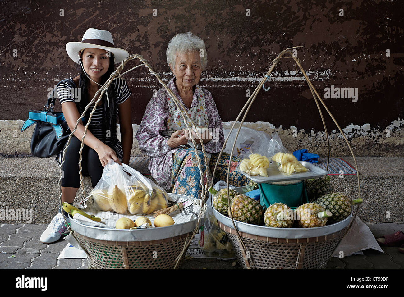 Thailand Street Food Vendor Modern Day Woman With Old Traditional