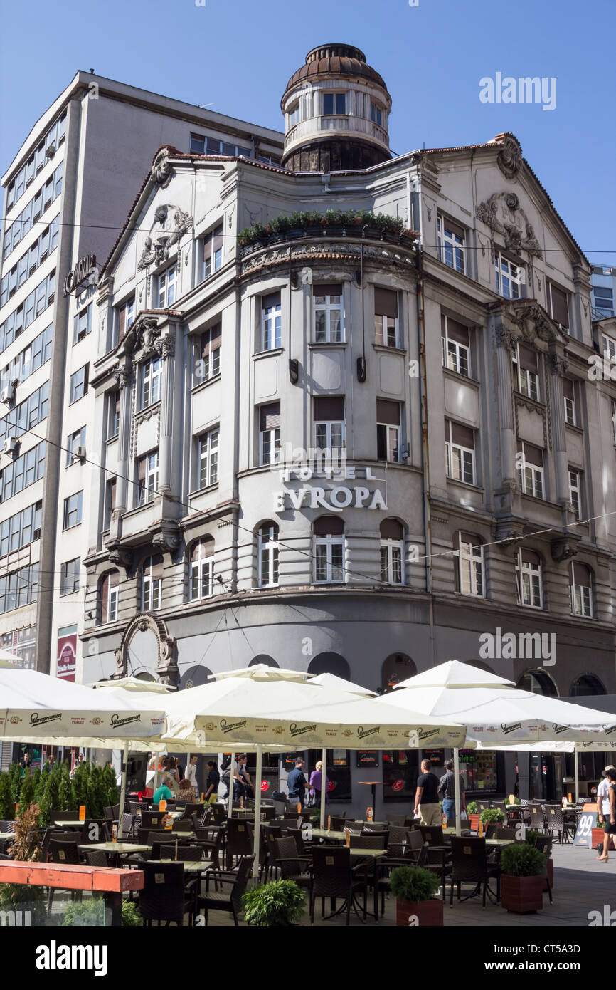 Belgrade city in Serbia. Hotel Europa in Terazije street Stock Photo