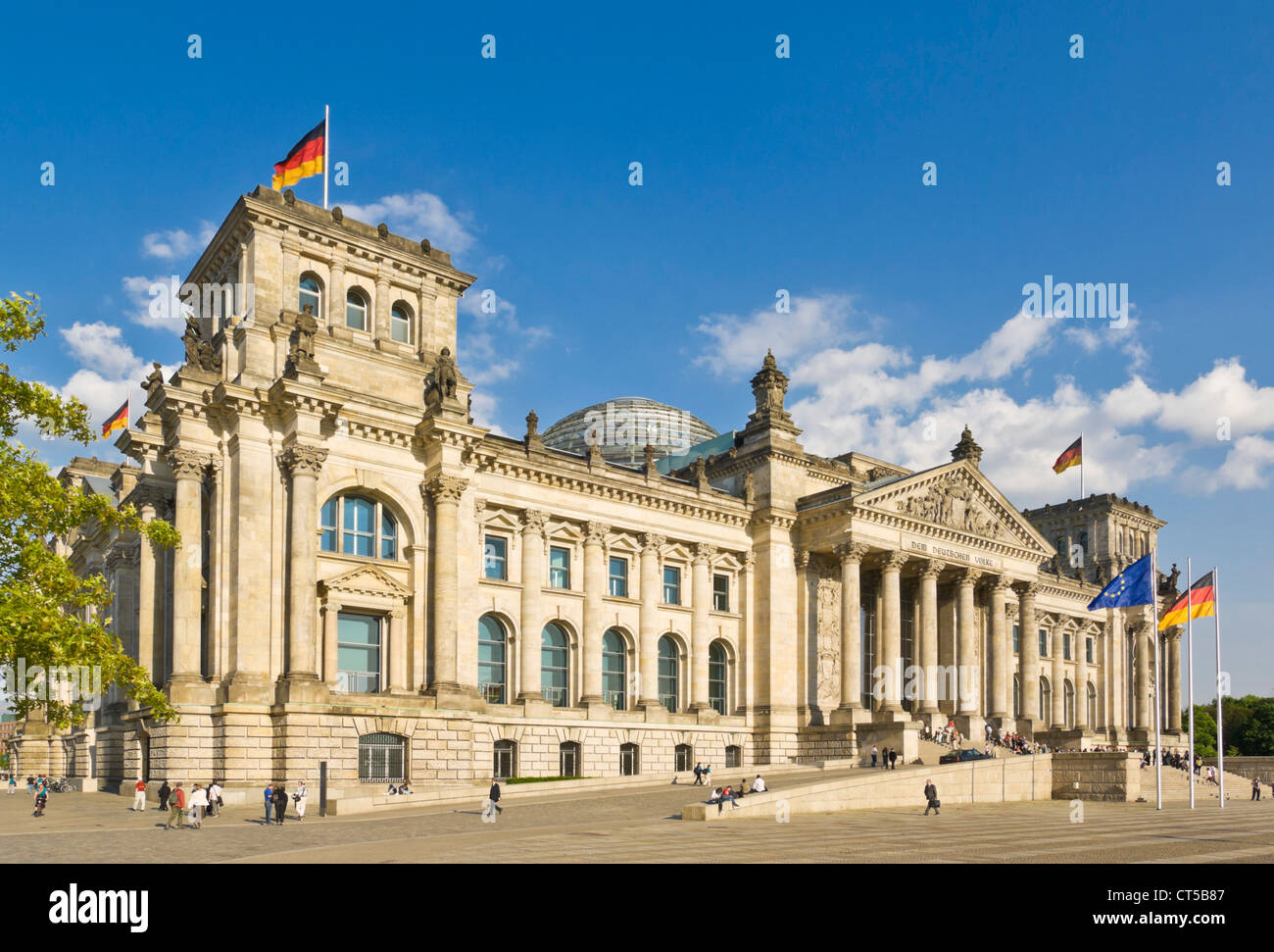 western portico of the Reichstag building Berlin city centre Germany EU Europe Stock Photo