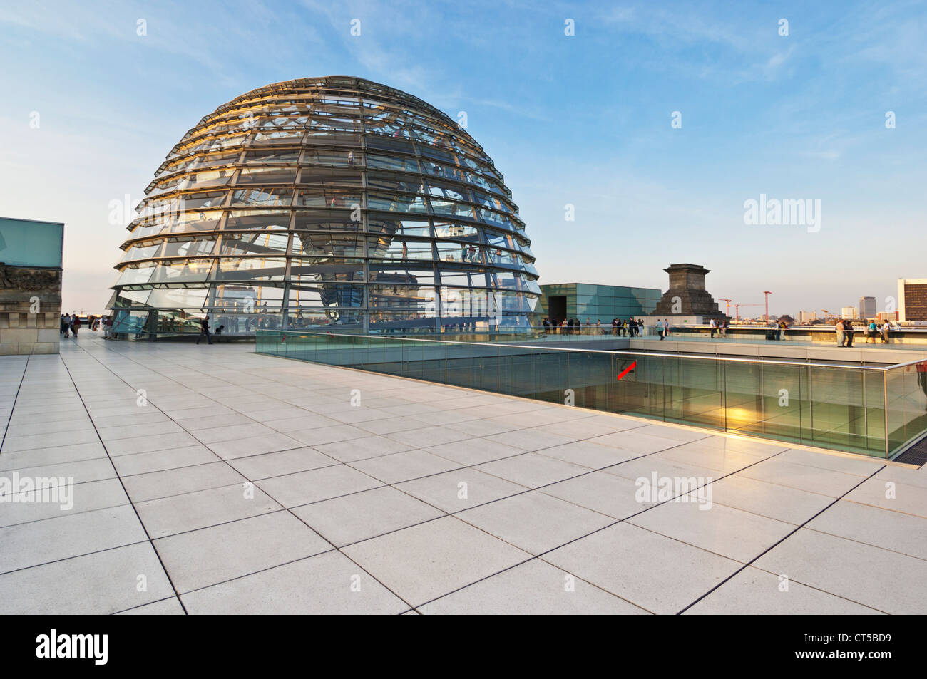 The glass dome designed by Sir Norman Foster above the Plenary chamber Reichstag building Berlin city centre Germany EU Europe Stock Photo