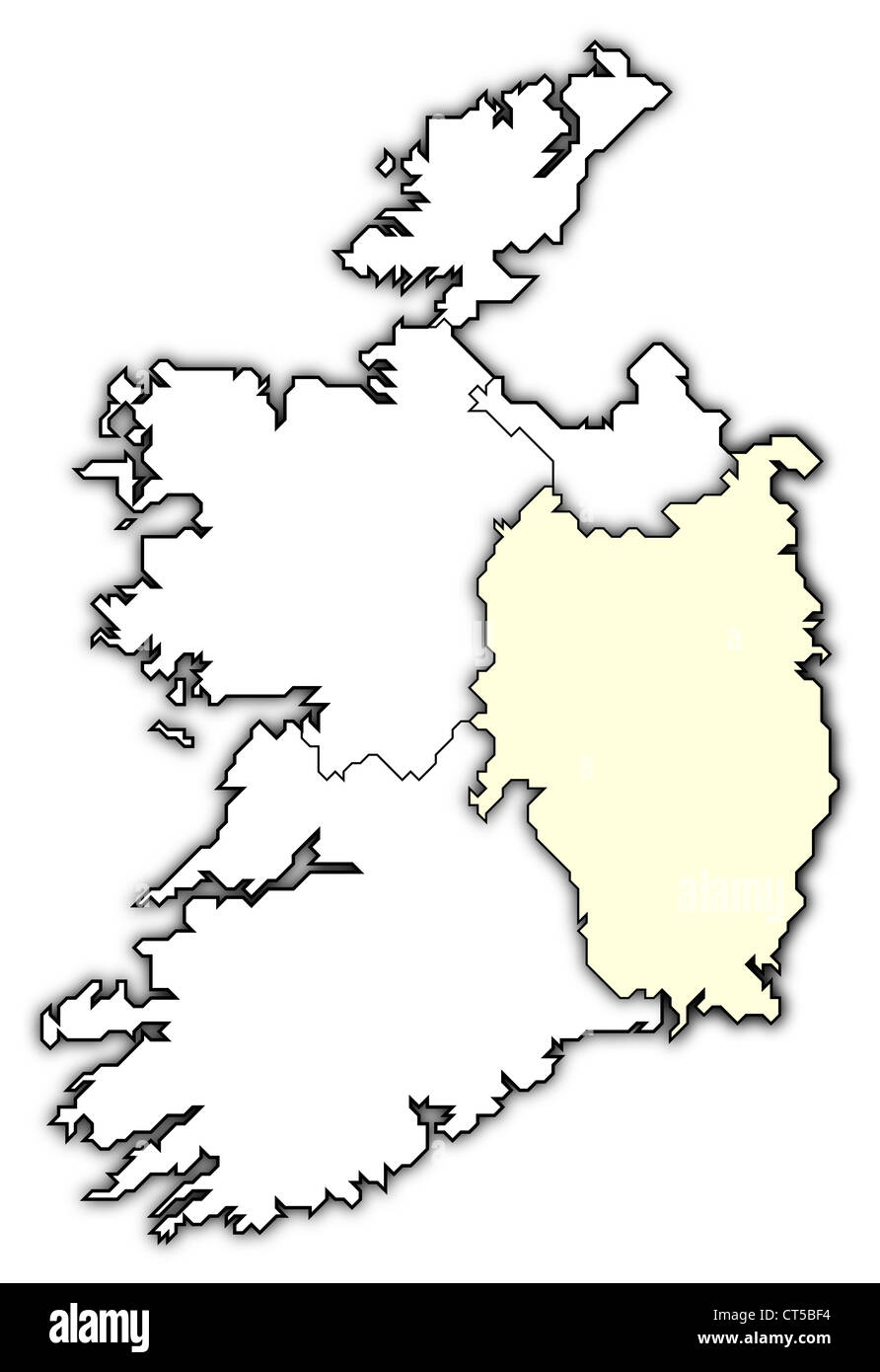 Political map of Ireland with the several provinces where Leinster is