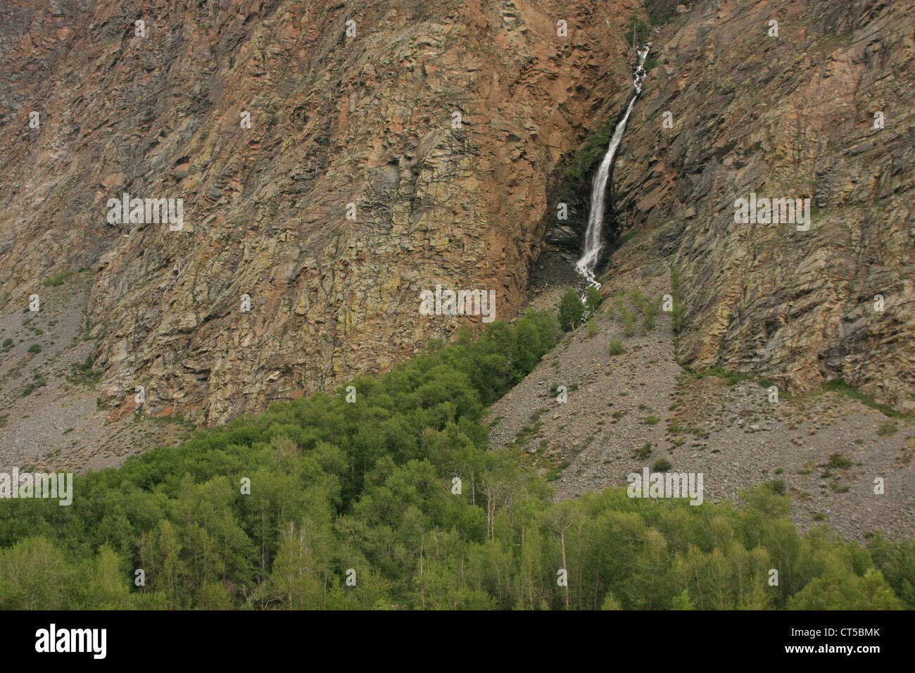 Canyon waterfall, River Chulyshman Valley, Altai, Siberia, Russia Stock Photo