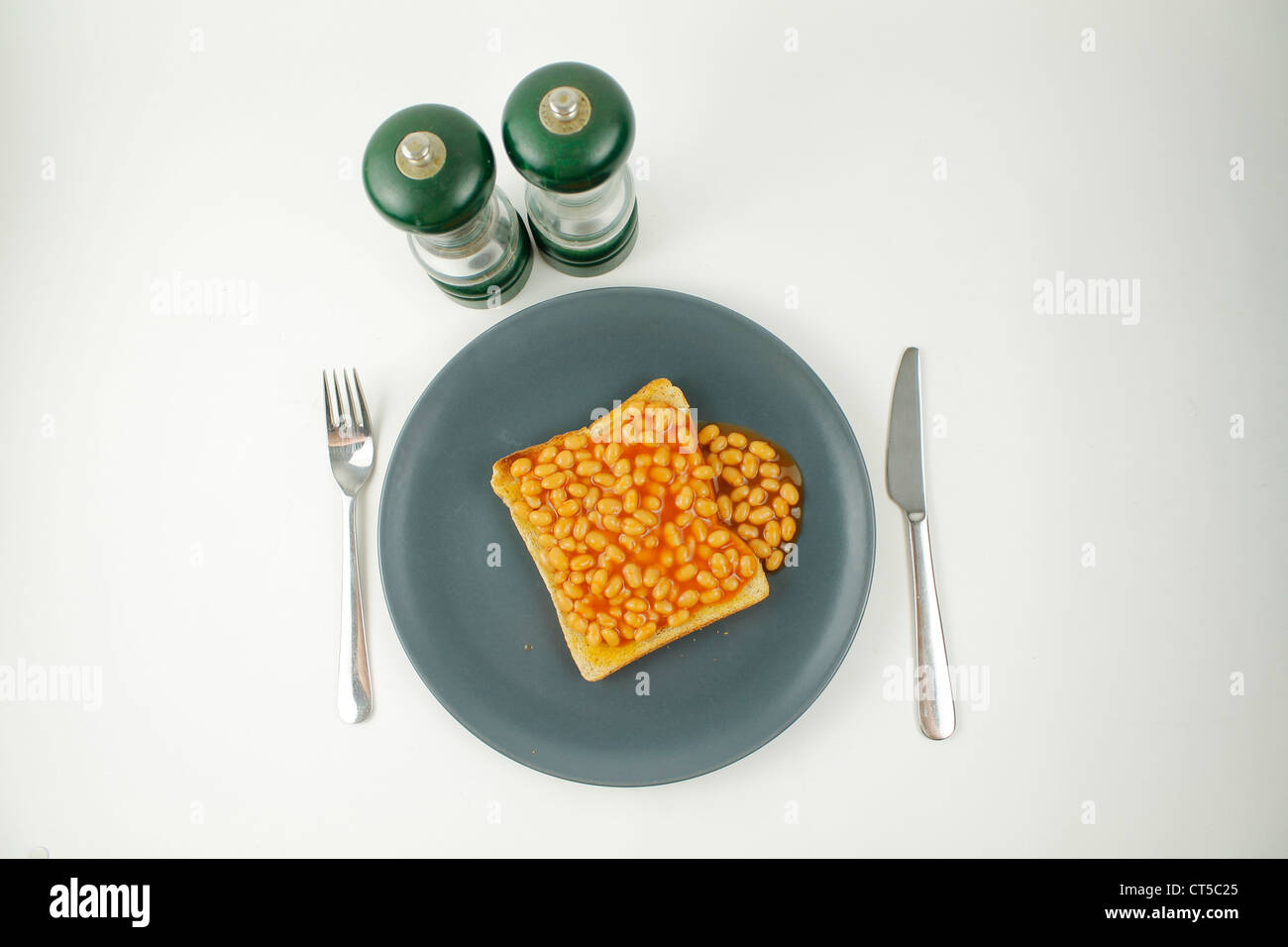 A plate of beans on toast for breakfast Stock Photo Alamy