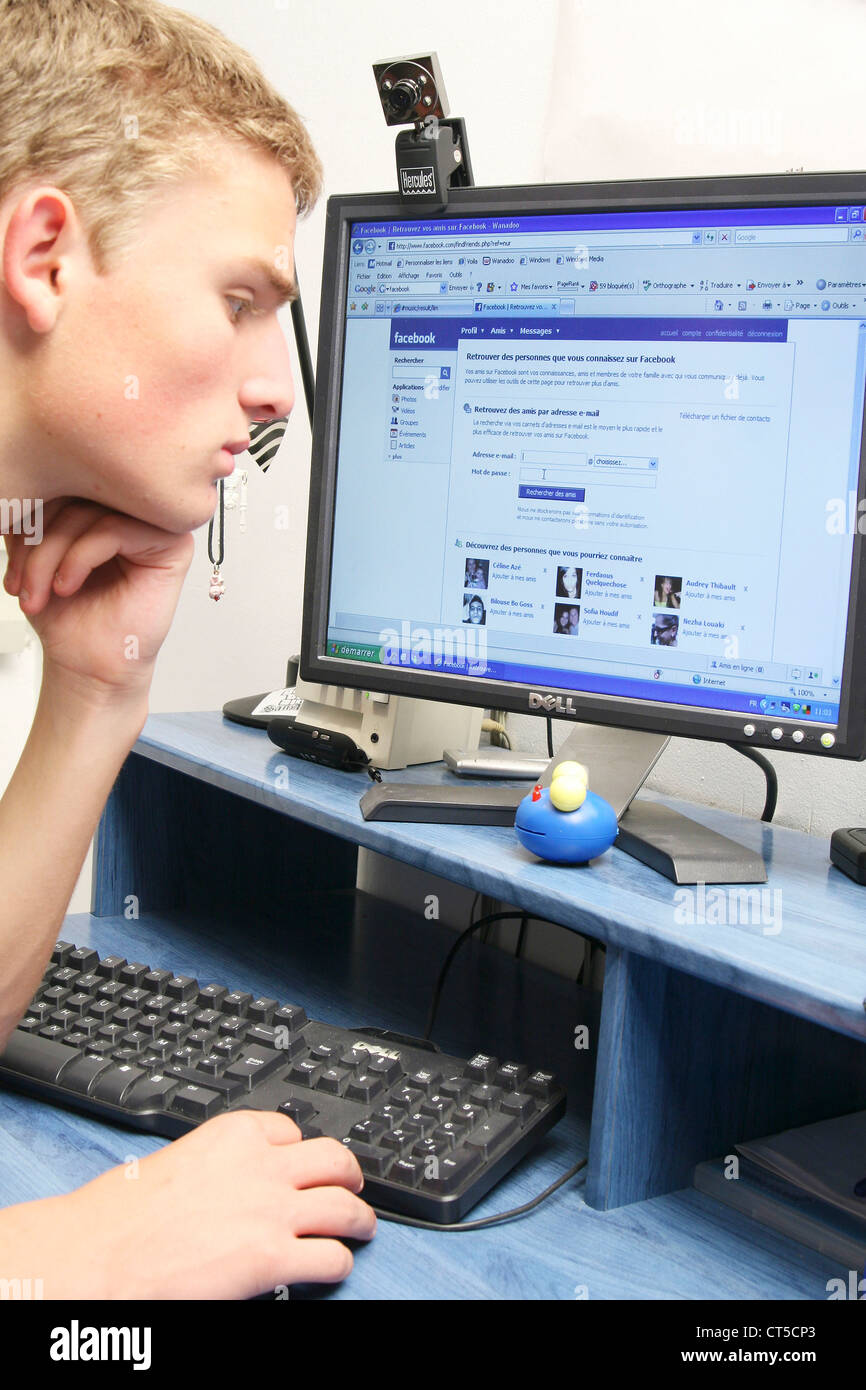TEENAGER AT A COMPUTER Stock Photo Alamy
