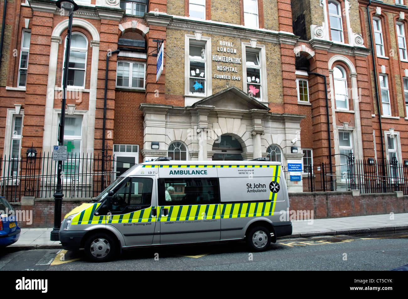 St John Ambulance vehicle outside the Royal London Homoeopathic Hospital Bloomsbury London England UK Stock Photo