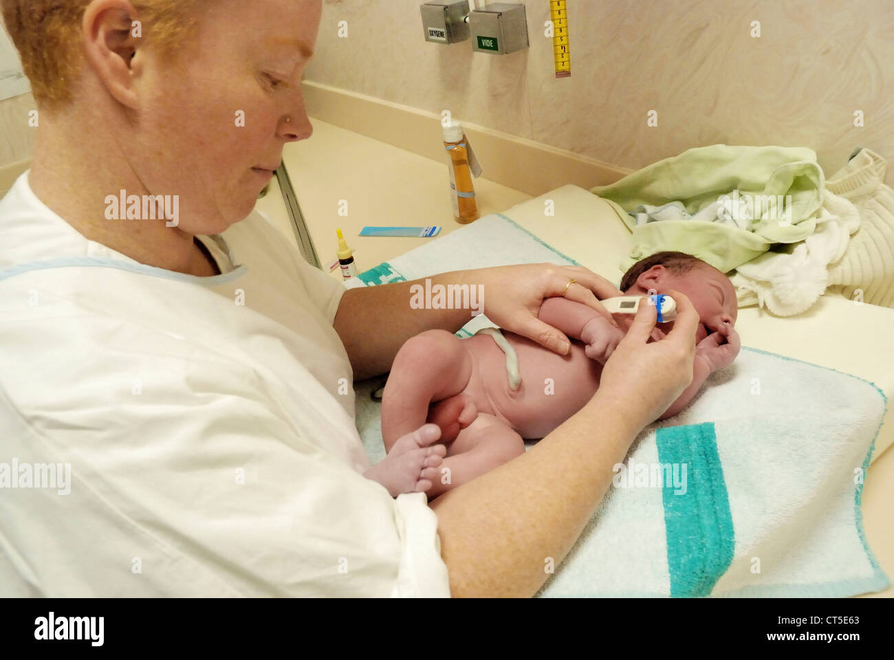 TEMPERATURE, NEWBORN BABY Stock Photo