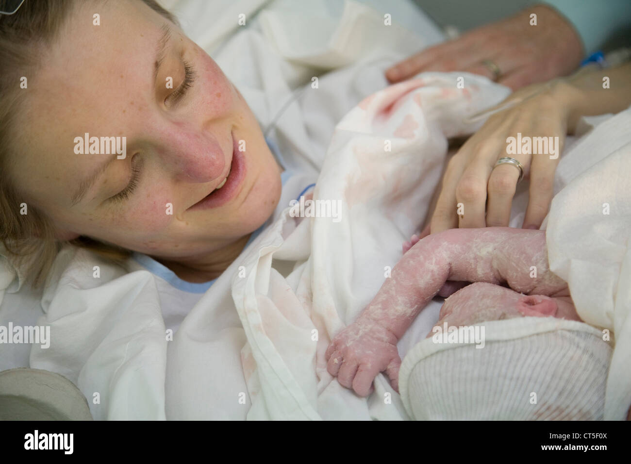 MOTHER AND NEWBORN BABY Stock Photo
