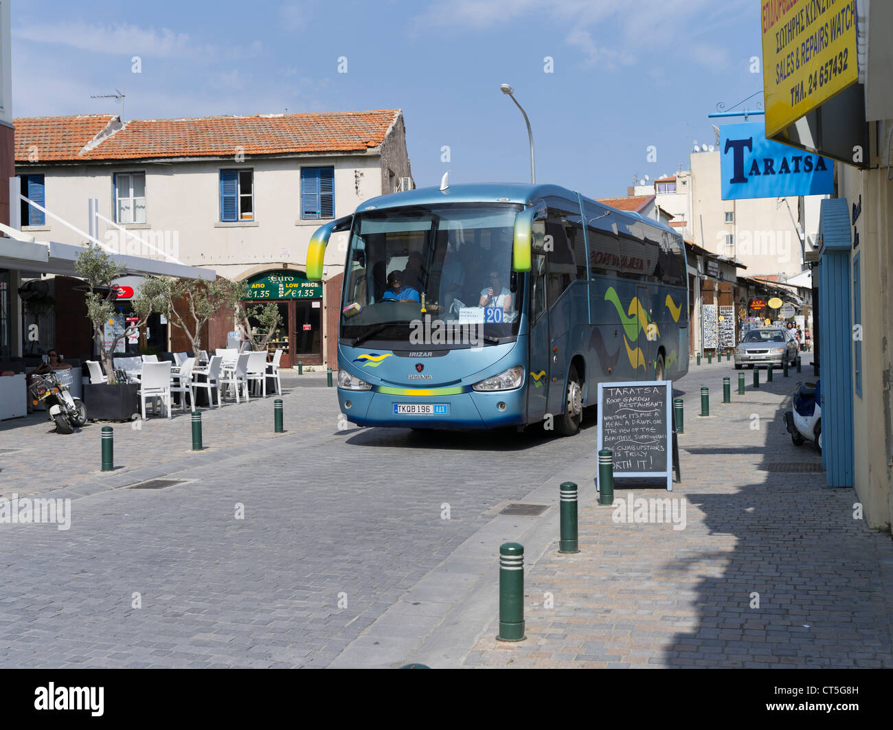 dh Larnaka coach trip LARNACA CYPRUS Tourist holiday sightseeing bus tour through town excursion cultural Stock Photo