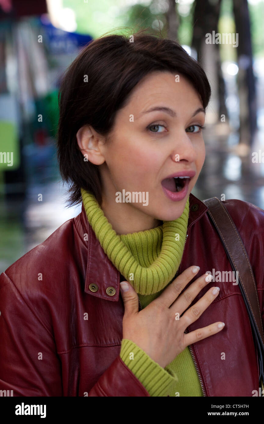 Woman overwhelmed outdoors hi-res stock photography and images - Alamy