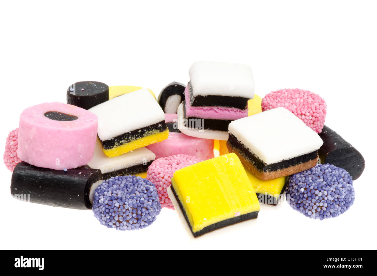 Colourful assorted licorice candies studio shot with a white background Stock Photo Alamy