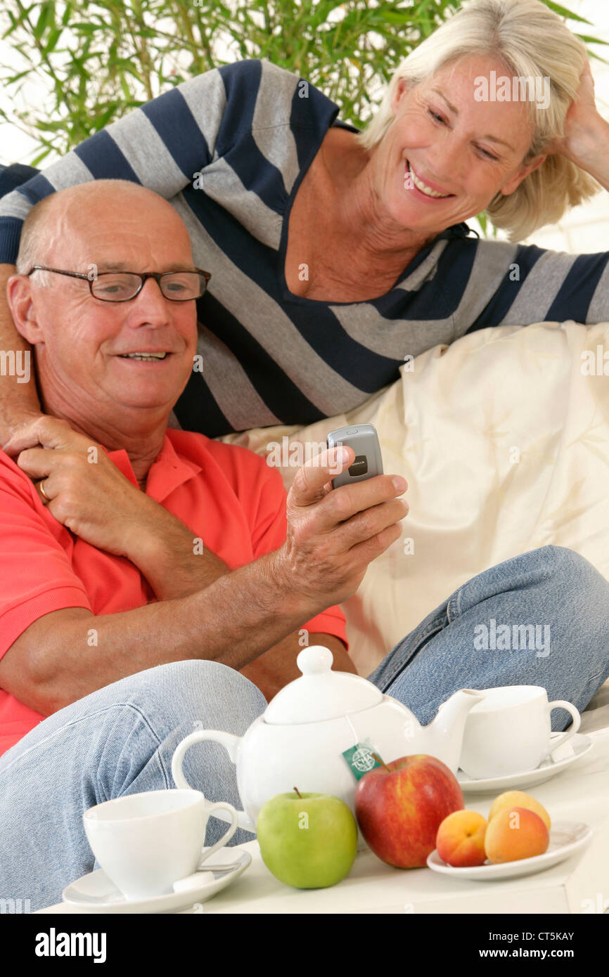 ELDERLY PERSON ON THE PHONE Stock Photo Alamy