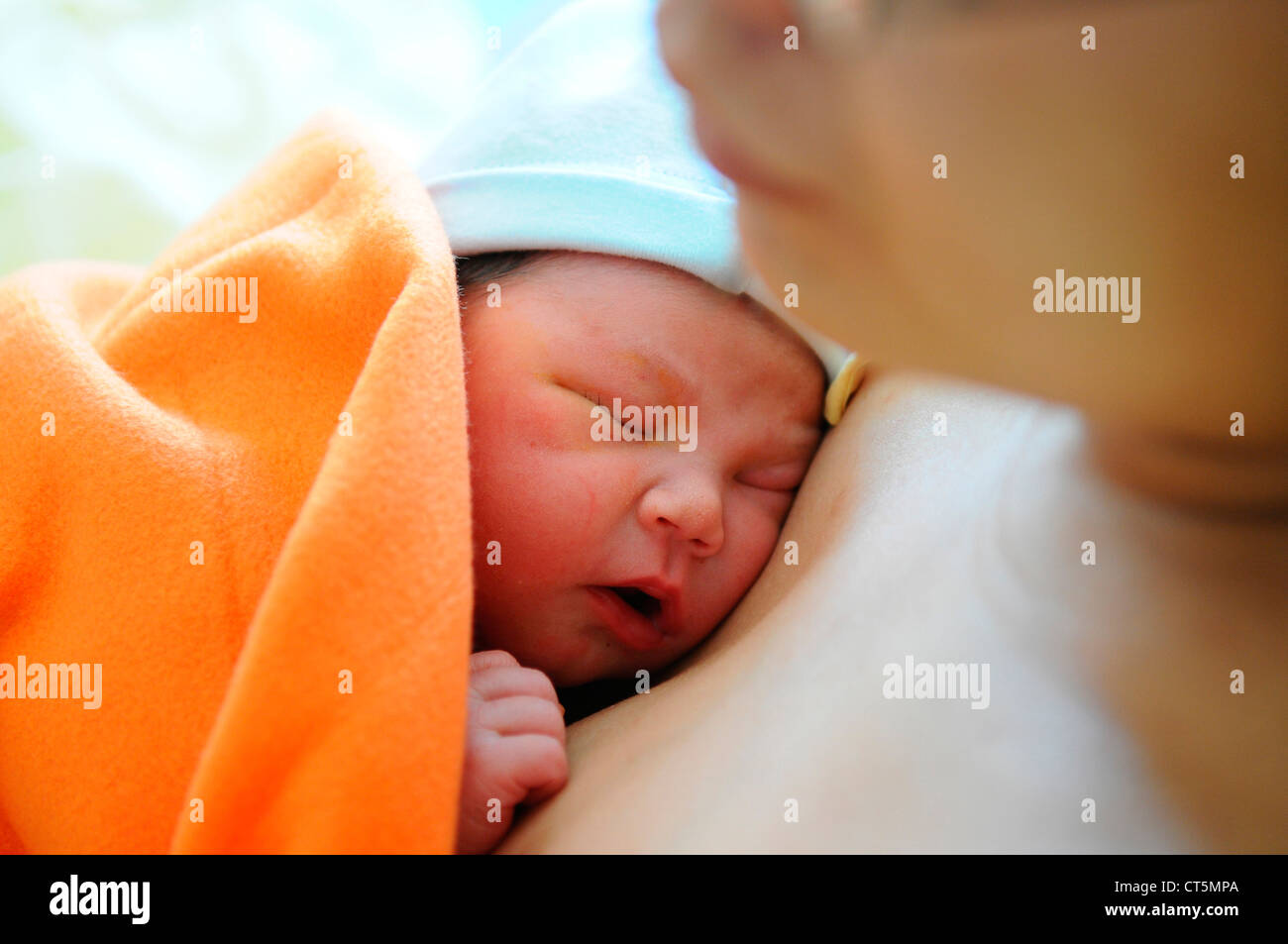 MOTHER AND NEWBORN BABY Stock Photo