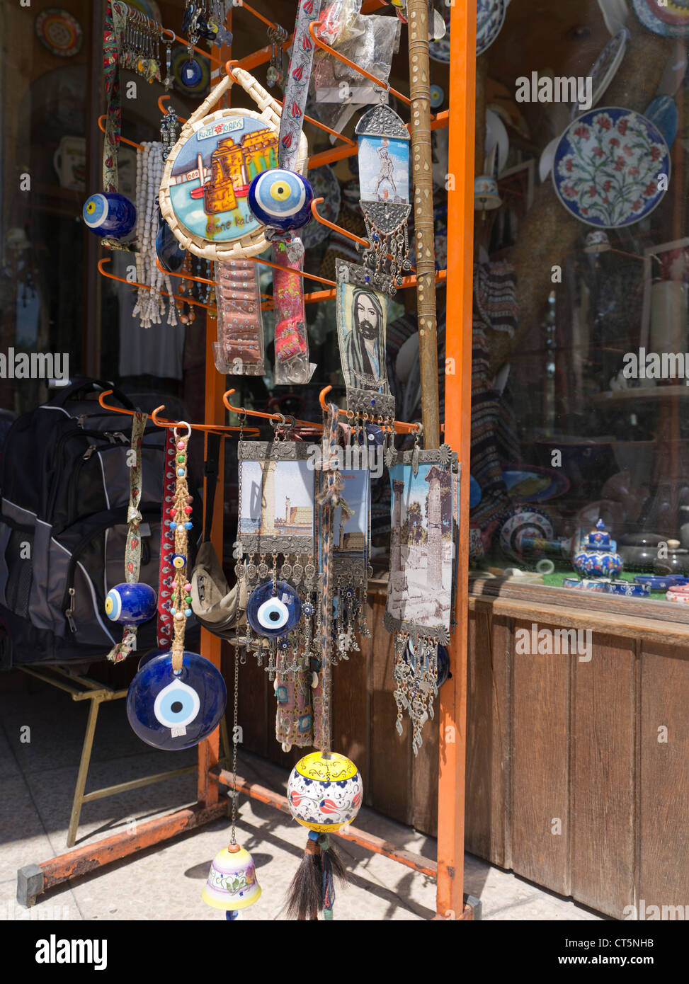 dh Old Town FAMAGUSTA NORTHERN CYPRUS Tourist souvenirs displayed outside gift shop Stock Photo