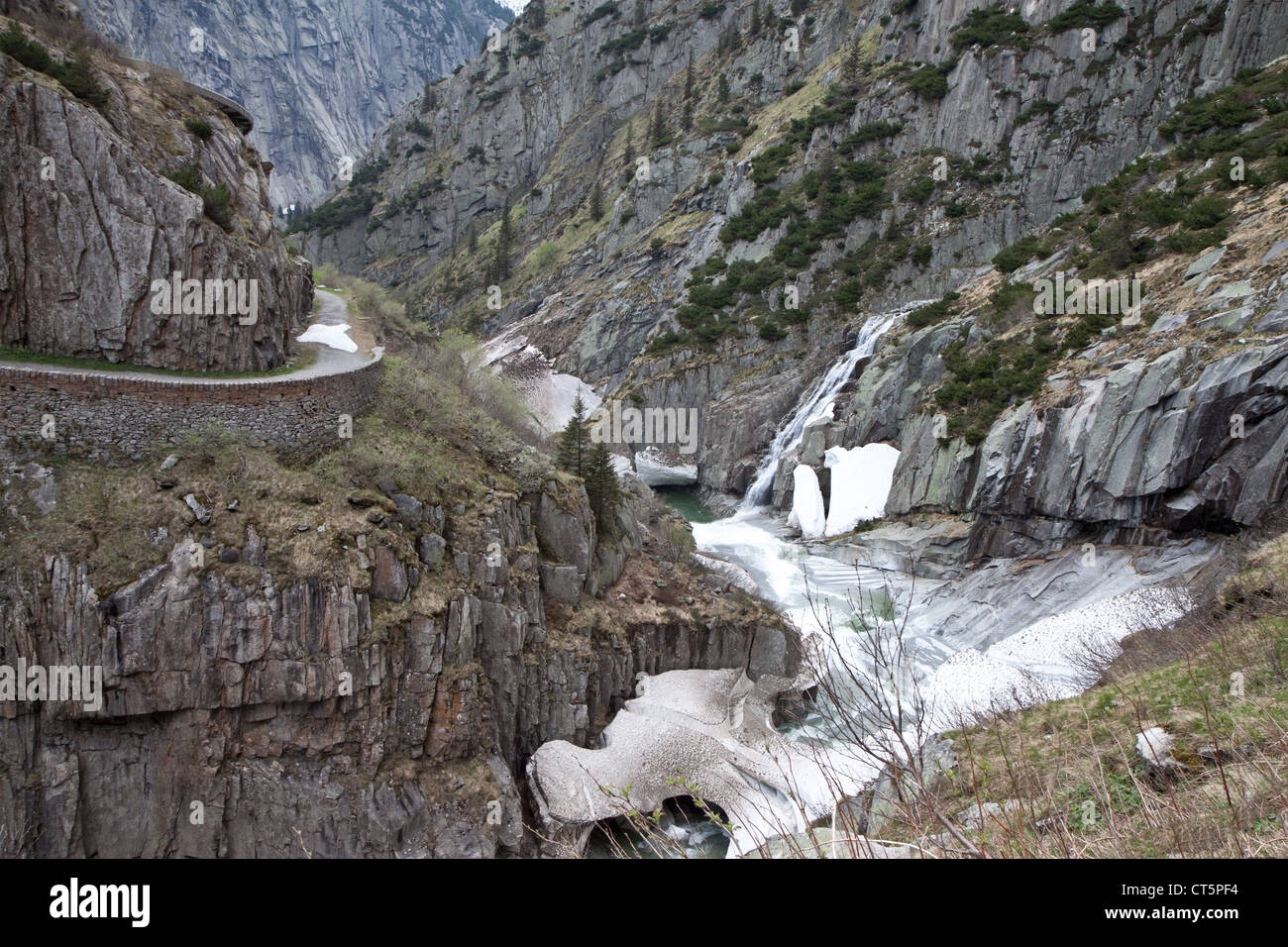 Alpine river near Devil's Bridge. Switzerland, Europe Stock Photo