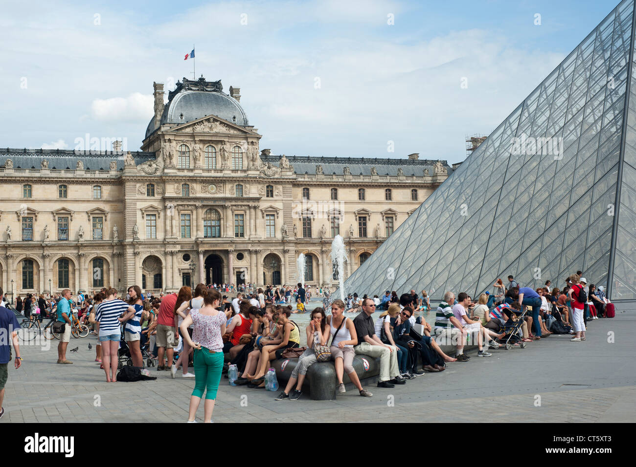 Paris, France -  Tourists around the Louvre. Stock Photo