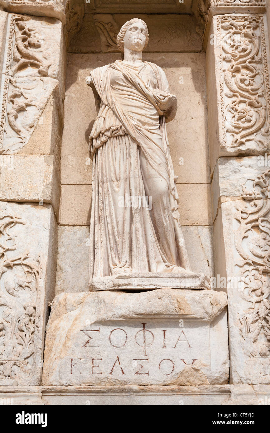 Statue of Sophia, in the wall of the Celsus Library, Ephesus, Turkey