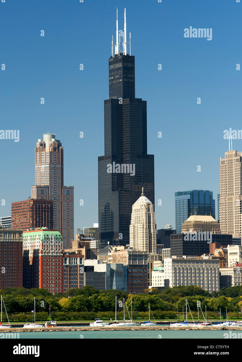 The Willis Tower in Chicago, Illinois, USA. It is 110 storeys high and was formerly called the Sears Tower. Stock Photo