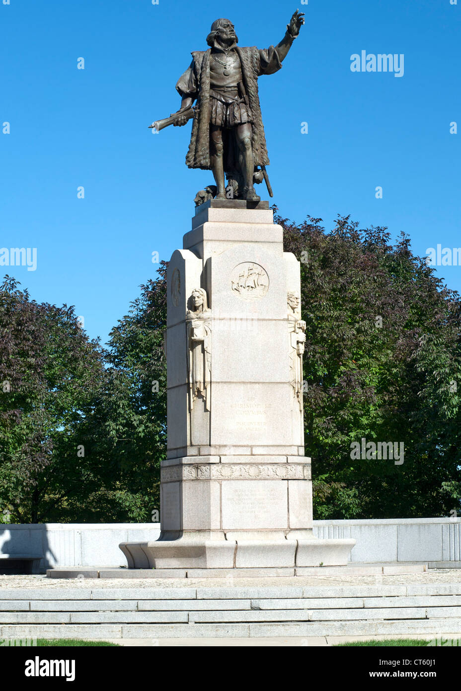 The Columbus Monument in Grant Park in Chicago, Illinois, USA. Stock Photo