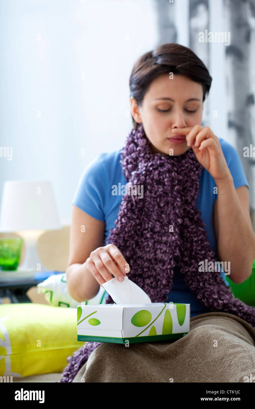 WOMAN WITH RHINITIS Stock Photo - Alamy