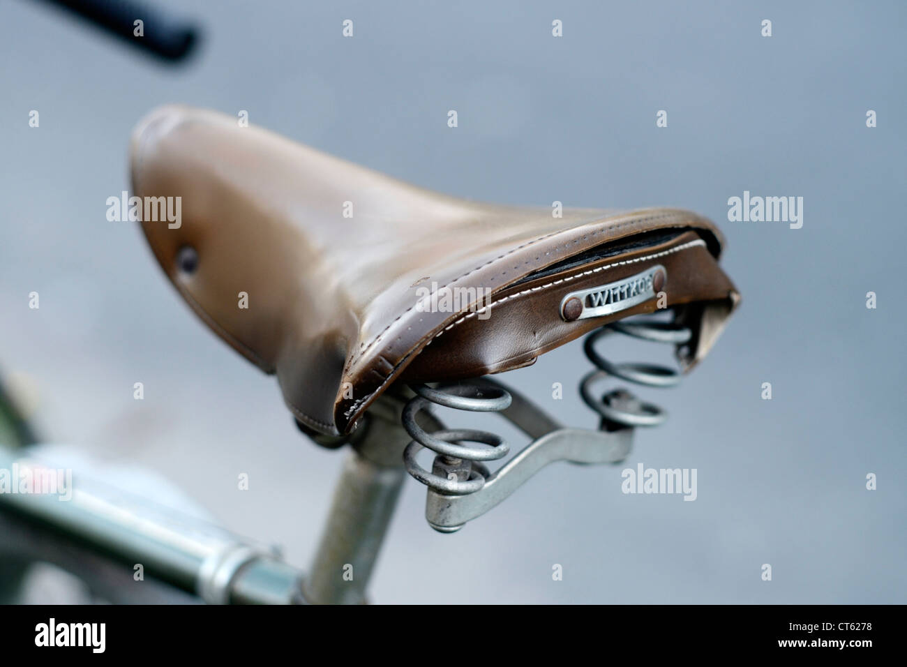 Retro style bicycle saddle Stock Photo