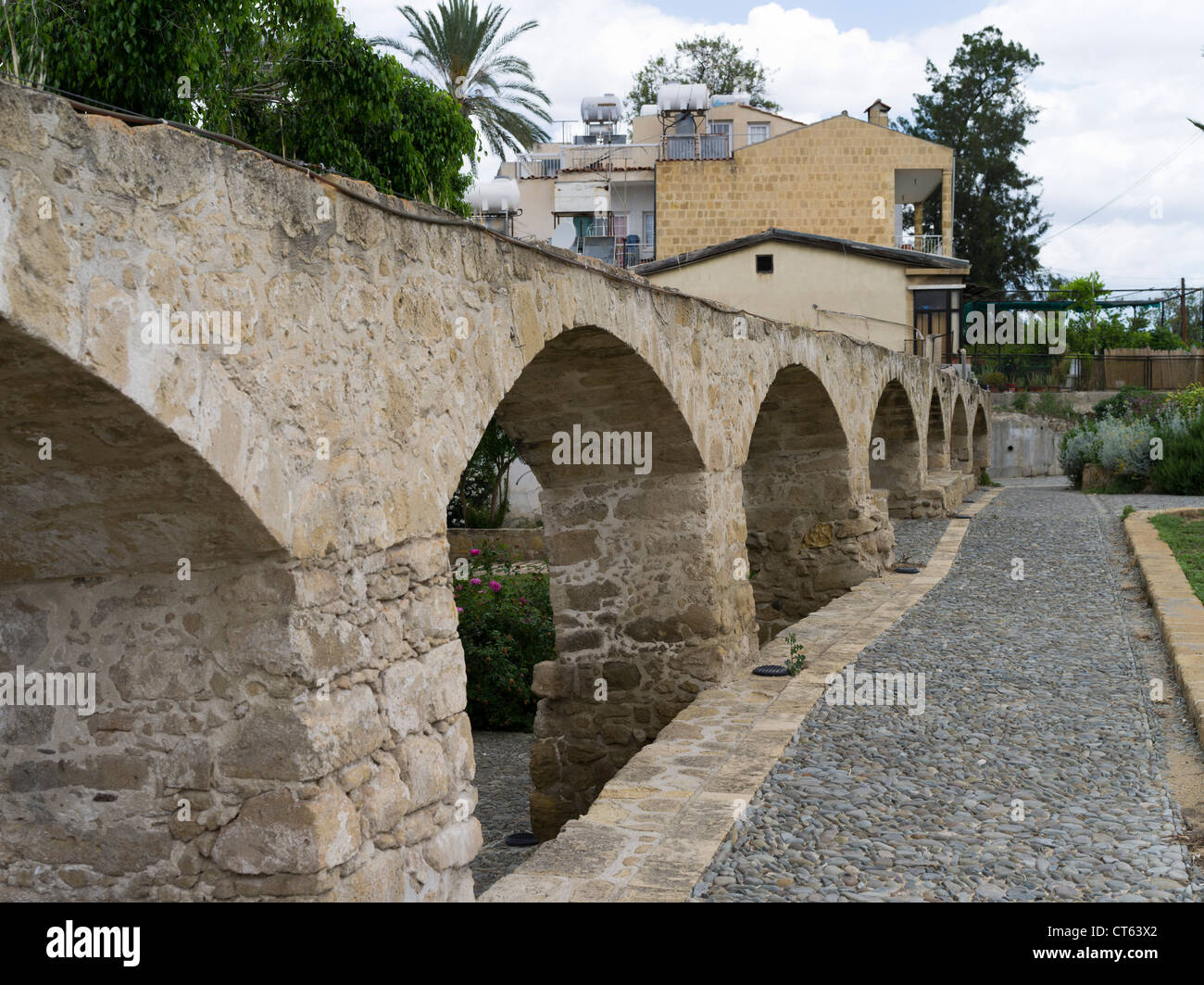 dh Old town South NICOSIA CYPRUS Silihtar Aqueduct arches Ottoman irrigation Lefkosia Stock Photo