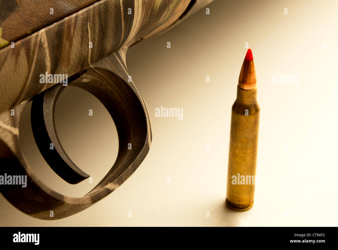 .223 cartridge and rifle Stock Photo